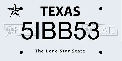 5IBB53 Texas License Plate