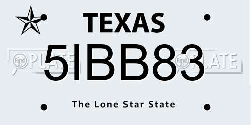 5IBB83 Texas License Plate