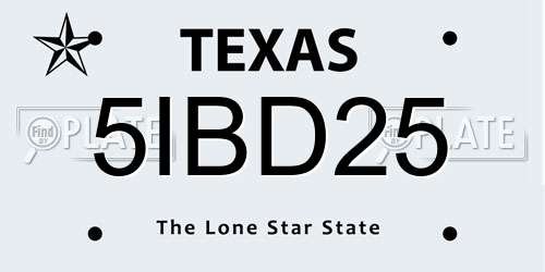 5IBD25 Texas License Plate