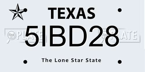 5IBD28 Texas License Plate