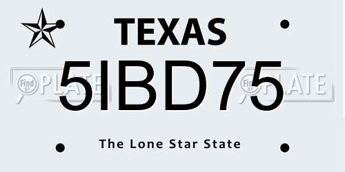 5IBD75 Texas License Plate
