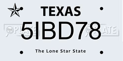 5IBD78 Texas License Plate