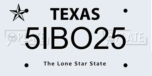 5IBO25 Texas License Plate