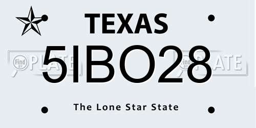 5IBO28 Texas License Plate