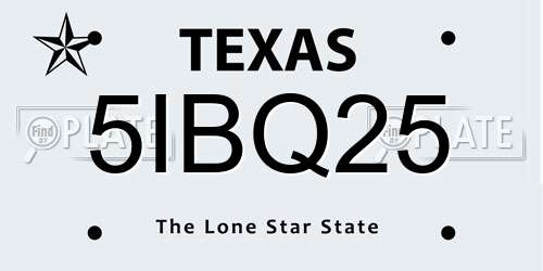 5IBQ25 Texas License Plate
