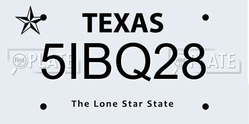 5IBQ28 Texas License Plate