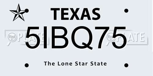 5IBQ75 Texas License Plate