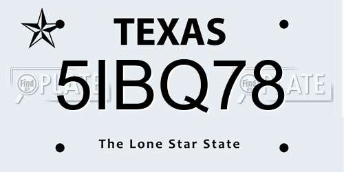 5IBQ78 Texas License Plate