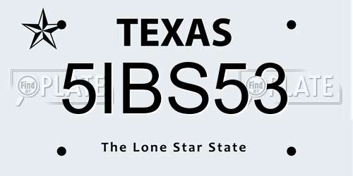 5IBS53 Texas License Plate