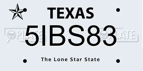 5IBS83 Texas License Plate