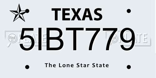 5IBT779 Texas License Plate