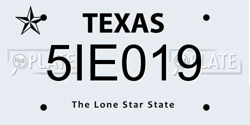 5IE019 Texas License Plate