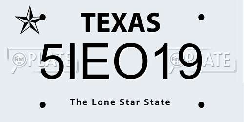 5IEO19 Texas License Plate