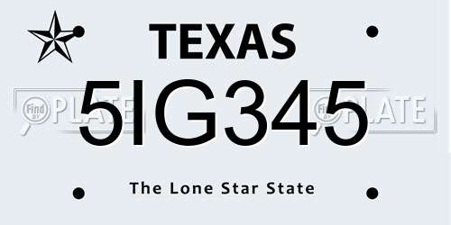 5IG345 Texas License Plate