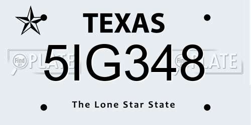 5IG348 Texas License Plate