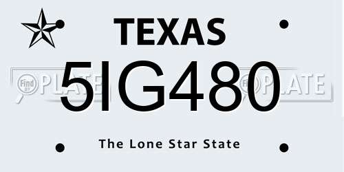 5IG480 Texas License Plate