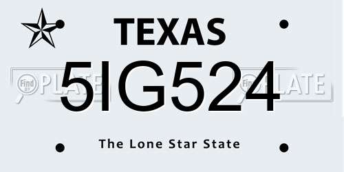 5IG524 Texas License Plate