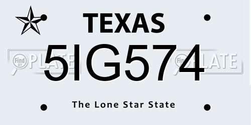 5IG574 Texas License Plate