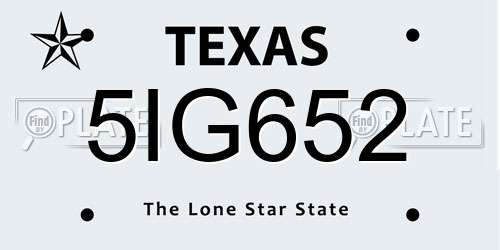5IG652 Texas License Plate
