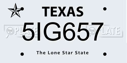 5IG657 Texas License Plate