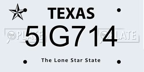 5IG714 Texas License Plate