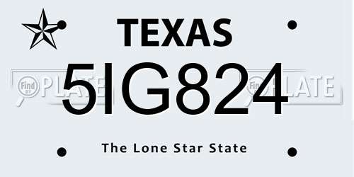 5IG824 Texas License Plate