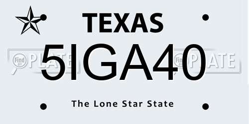 5IGA40 Texas License Plate