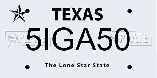 5IGA50 Texas License Plate