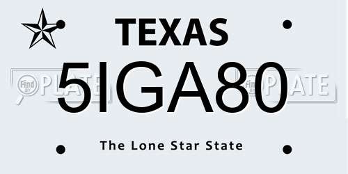5IGA80 Texas License Plate