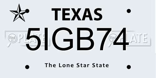 5IGB74 Texas License Plate