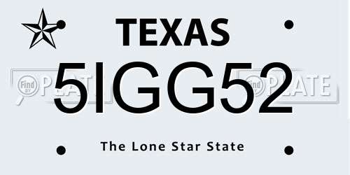 5IGG52 Texas License Plate
