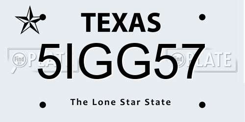 5IGG57 Texas License Plate