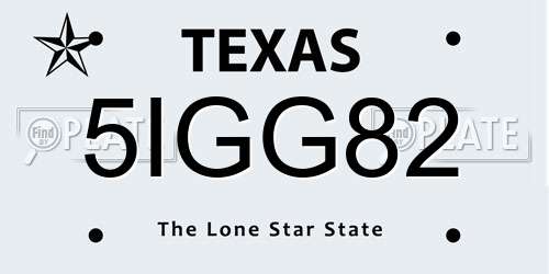 5IGG82 Texas License Plate