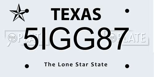 5IGG87 Texas License Plate