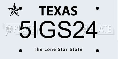 5IGS24 Texas License Plate