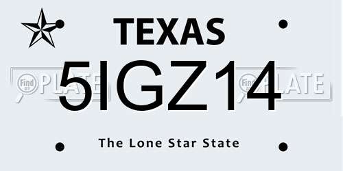 5IGZ14 Texas License Plate