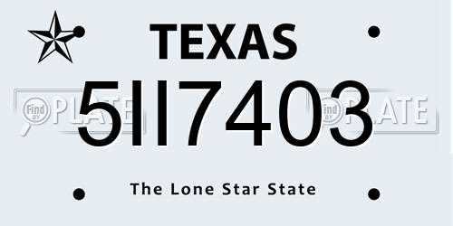 5II7403 Texas License Plate