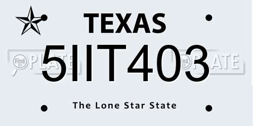 5IIT403 Texas License Plate