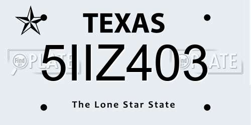 5IIZ403 Texas License Plate