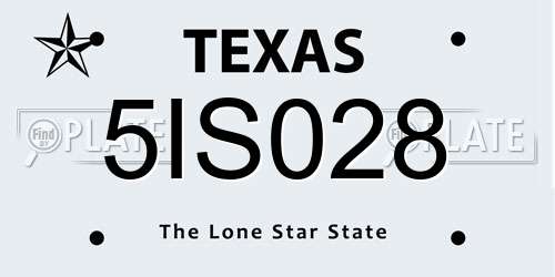 5IS028 Texas License Plate