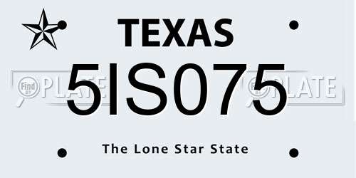 5IS075 Texas License Plate