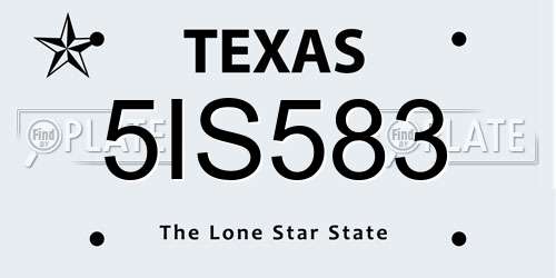 5IS583 Texas License Plate