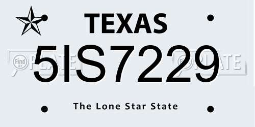 5IS7229 Texas License Plate