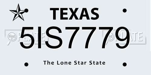 5IS7779 Texas License Plate
