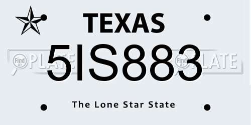 5IS883 Texas License Plate