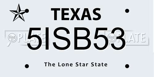 5ISB53 Texas License Plate