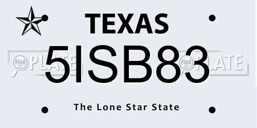 5ISB83 Texas License Plate
