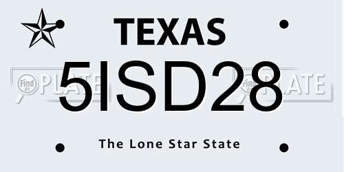 5ISD28 Texas License Plate