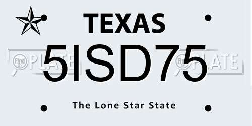 5ISD75 Texas License Plate