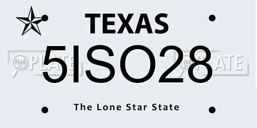 5ISO28 Texas License Plate